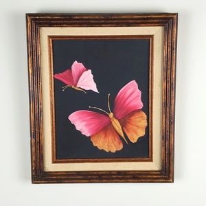 Framed Butterfly Painting with No Signature